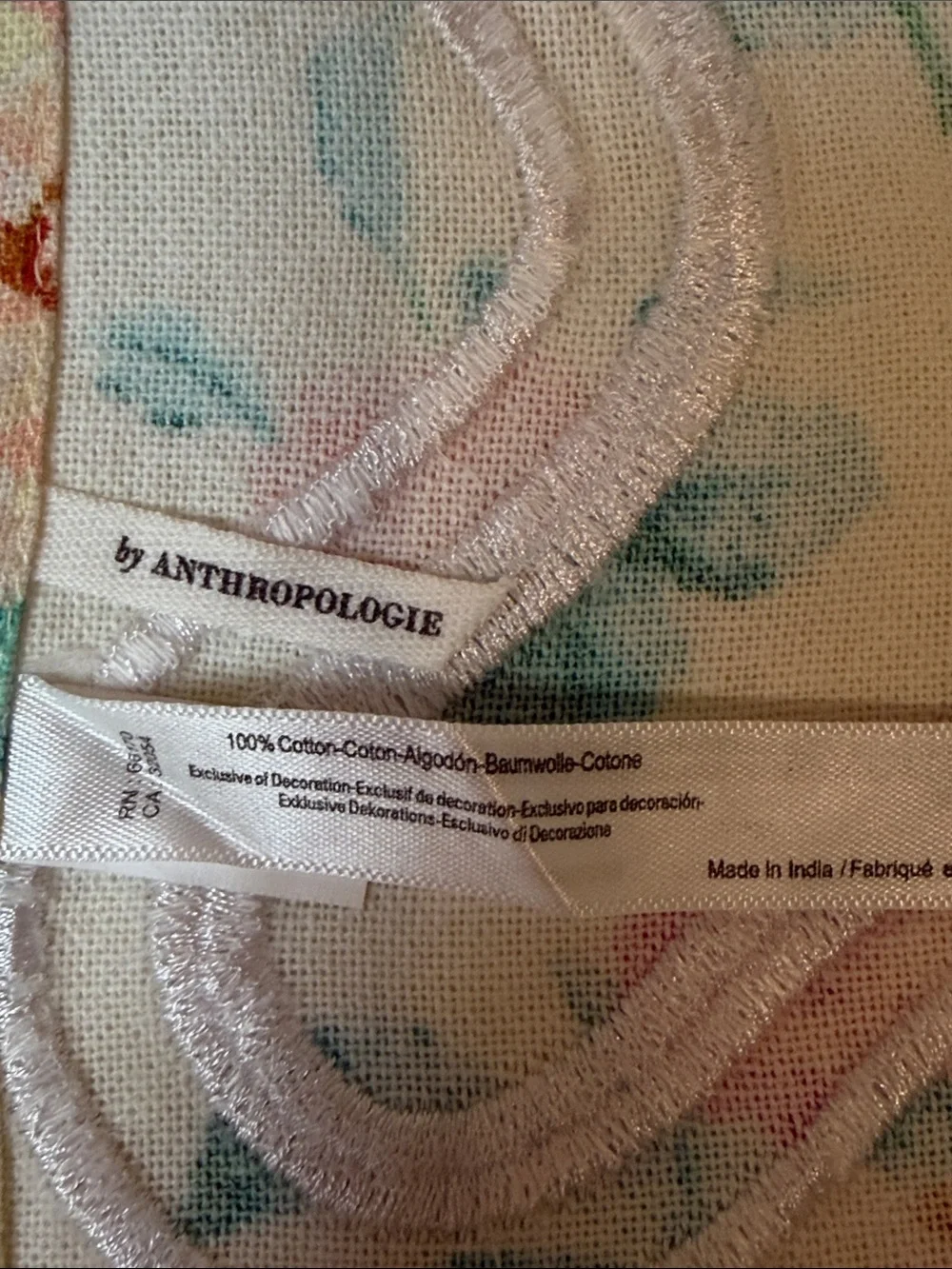 Anthropologie Set of Six Floral Cotton Napkins Cottagecore